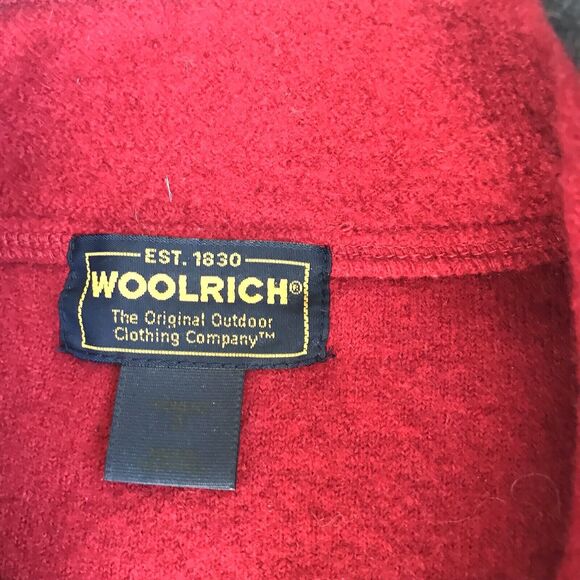 Woolrich Sweater Women Small Full Zip Wool Ruby Red Pocket Cardigan Vintage Mock - Picture 2 of 8